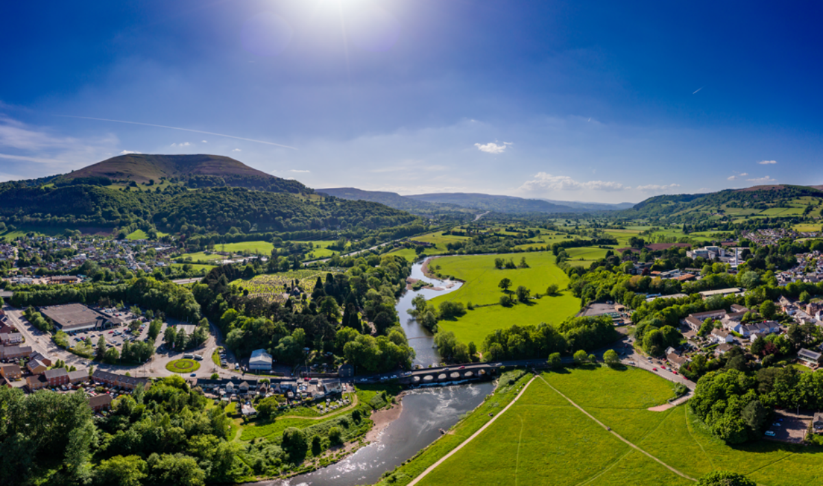 Aerial view of Abergavenny